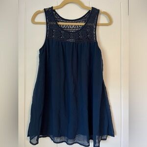 Liz Lange Maternity Navy Blue Crinkle Tank Top
